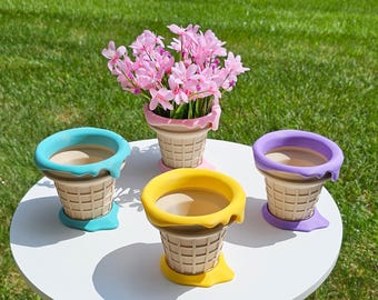 Ice Cream Planter for succulents small planter for home decor birthday gifts for kids present unique adorable fun desk piece
