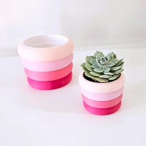 Poofy Pink Planter for Home Decor for Bathroom Pot for Desk Adorable Small Succulent Decoration Gift for Birthday Present for Kids Desk