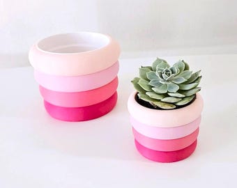 Poofy Pink Planter for Home Decor for Bathroom Pot for Desk Adorable Small Succulent Decoration Gift for Birthday Present for Kids Desk