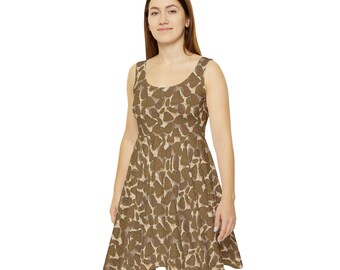 Elegant Morel Cascade Women's Skater Dress (AOP)