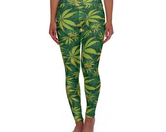 Artisanal Cannabis Garden High Waisted Yoga Leggings (AOP)
