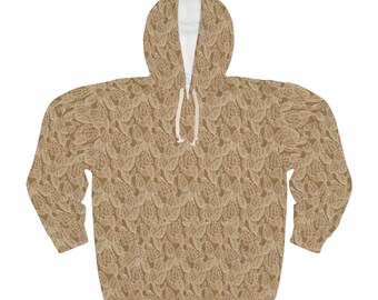 Elegant Morel Cascade Unisex Pullover Hoodie (AOP)