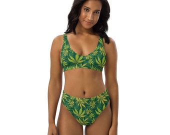 Artisanal Cannabis Garden Recycled high-waisted bikini