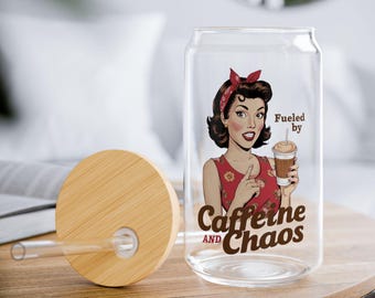 Funny Saying Glass Tumbler with Lid & Straw: Sarcastic Iced Coffee Cup