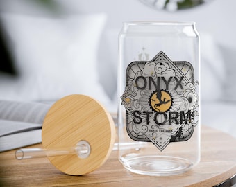 Onyx Storm Glass Tumbler: Fourth Wing Dragon Cup