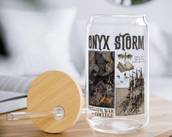 Fourth Wing Glass Tumbler: Onyx Storm Iced Coffee Cup