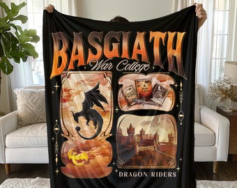 Fourth Wing Dragon Rider Plush Blanket: Basgiath War Collage Romantasy Reading