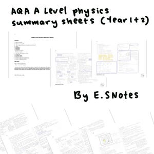 Op de afbeelding: AQA A-Level Physics samenvattingsbladen (jaar 1 + 2) door E.Notes. Deze bladen zijn een geweldige bron voor studenten die AQA A-Level Physics studeren. Ze behandelen alle belangrijke onderwerpen voor zowel jaar 1 als jaar 2 van de cursus.