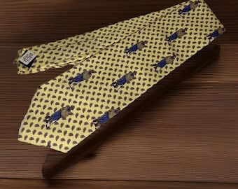Classic Vintage Style 100% Silk Necktie Tie Golf Golfer Yellow Stocking Stuffer