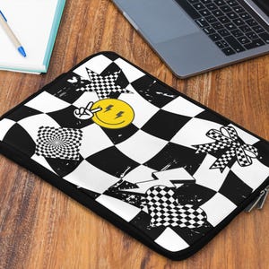 Checkered Laptop Sleeve | Black and White | Back to School