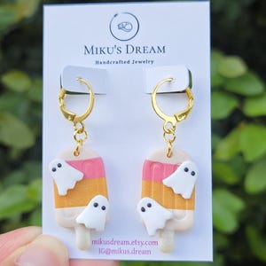 Halloween Ice Cream Earrings, Halloween Jewelry, Summerween Earrings, Kawaii Ghost Earrings, Popsicle Earrings, Spooky Cute Accessories