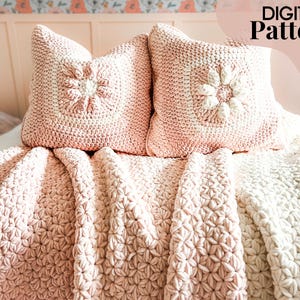 Crochet Flower Pillow Cover - Flower Granny Square Throw Pillow - Crochet Pattern PDF