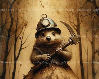 Whimsical Mole Giclee Art Print | Woodland Fantasy Cottage Core Decor