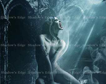 Vampire Moon Giclee Art Print, Gothic Horror Wall Art, Dark Fantasy Decor