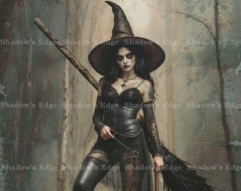Resting Witch Face Giclee Art Print – Fantasy Whimsical Gothic Home Decor