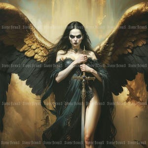Lilith - Shadow Angel Art Print: Gothic Dark goddess portrait