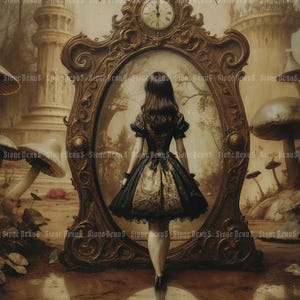 Gothic Alice in Wonderland Art Print: Dark Fairy Tale Impressionist