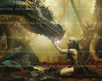 Dragonspell Giclee Art Print, Dragon Fantasy Wall Art, Magical Creature Decor