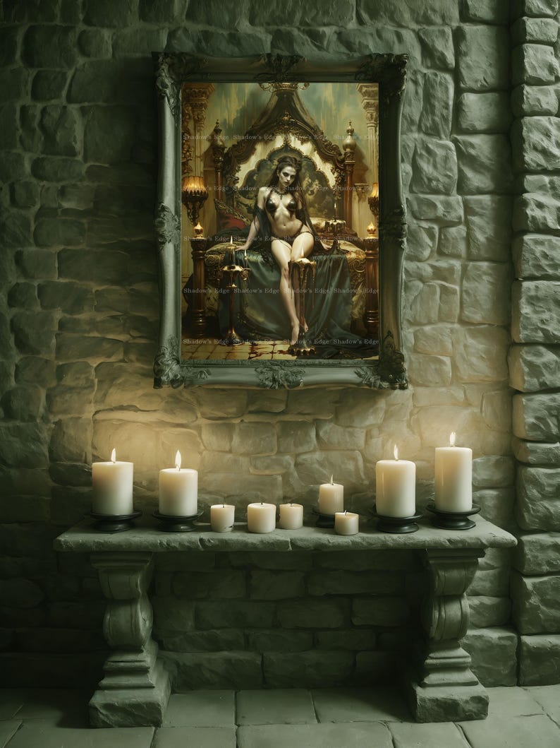 Gothic Vampire Queen Giclee Art Print, Dark Romantic Wall Art, Fantasy Decor 画像 7