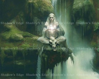Mystic Falls Giclee Art Print, Fantasy Waterfall Wall Art, Mystical Nature Decor