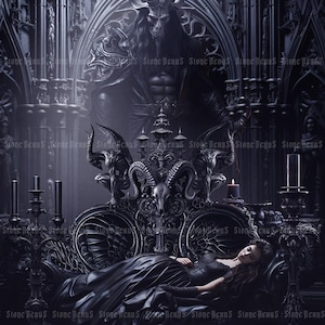 Stampa artistica de "La bella e la bestia", bellissima principessa gotica oscura, fiaba gotica oscura, barocco gotico, mondo accademico oscuro, rivisitazione gotica