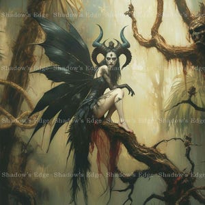 Gothic Tinkerbell Giclee Art Print, Dark Pixie Wall Art, Fantasy Decor