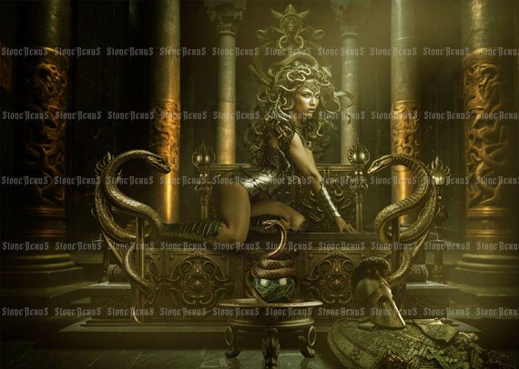 Medusa Goddess Giclee Art Print, Greek Mythology Wall Decor, Dark Feminine Art