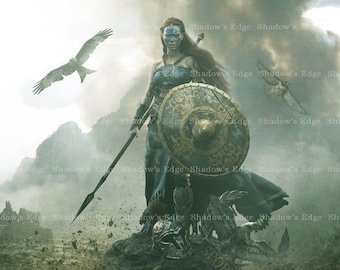 Boudica War Queen Giclee Art Print: Fierce Celtic Warrioress Decor, Feminine Power.