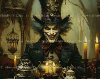 Gothic Mad Hatter Giclee Art Print | Dark Alice in Wonderland Wall Art