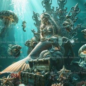 Siren Queen Art Print: Underwater Mermaid Giclée Wall Art