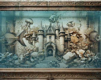 The Forgotten Aquarium Remembered Giclee Art Print, Enchanted Fantasy Wall Decor