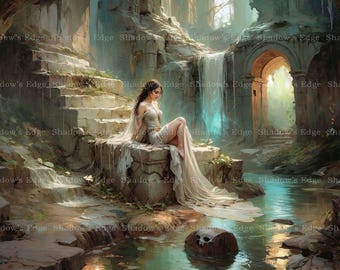 Anagolay Goddess Of Lost Places Giclee Art Print, Dark Fantasy Mystical Decor