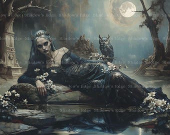 Nyx Goddess of Night Giclee Art Print, Greek Mythology Wall Art, Dark Feminine Decor