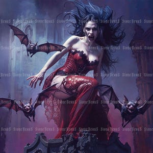 Gothic Vampire Banshee Art Print: Dark Romantasy Giclée. Title - &#39;Vampire Banshee&#39;