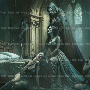 Gothic Vampire Bride Art Print: Dark Occult Fantasy. Title - &#39;The Third Bride&#39;