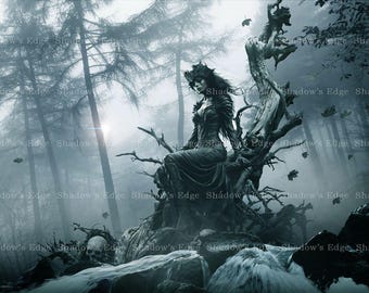 Gothic Witch By Torment Tree Giclee Art Print, Dark Fantasy Occult Artwork
