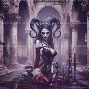 Dark Banshee Art Print, gothic vampire, gothic occult, beautiful dark vampire, seductive vampire. Title - &#39;Dark Banshee&#39;