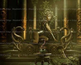 Medusa Goddess Giclee Art Print, Greek Mythology Wall Decor, Dark Feminine Art