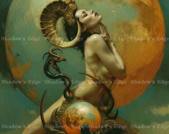 Sister Moon Giclee Art Print, Luna Goddess Wall Art, Celestial Divine Feminine Decor