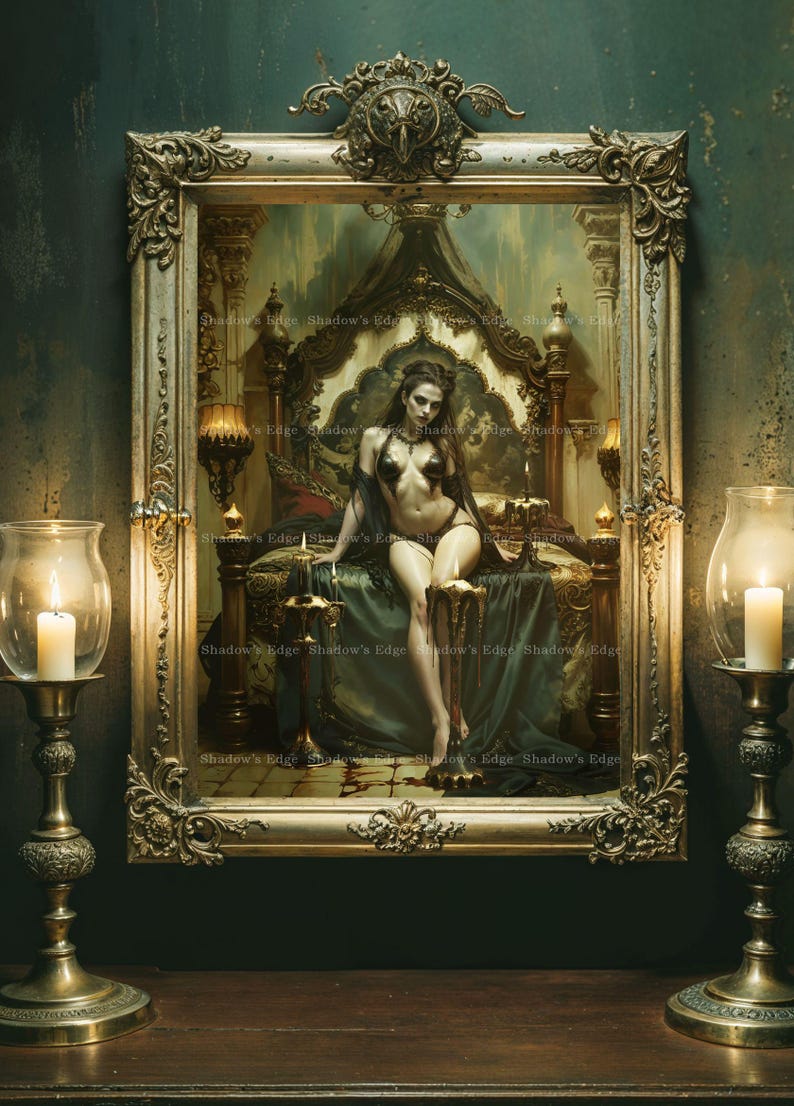 Gothic Vampire Queen Giclee Art Print, Dark Romantic Wall Art, Fantasy Decor 画像 5