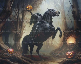Headless Horseman Giclee Art Print, Sleepy Hollow Wall Art, Spooky Decor