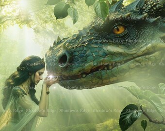 Dragon Fantasy Giclee Art Print, Magical Creature Wall Art, Fairy-tale Decor