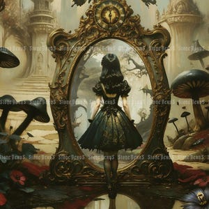 Gothic Alice in Wonderland Art Print: Dark Fairy Tale Impressionist