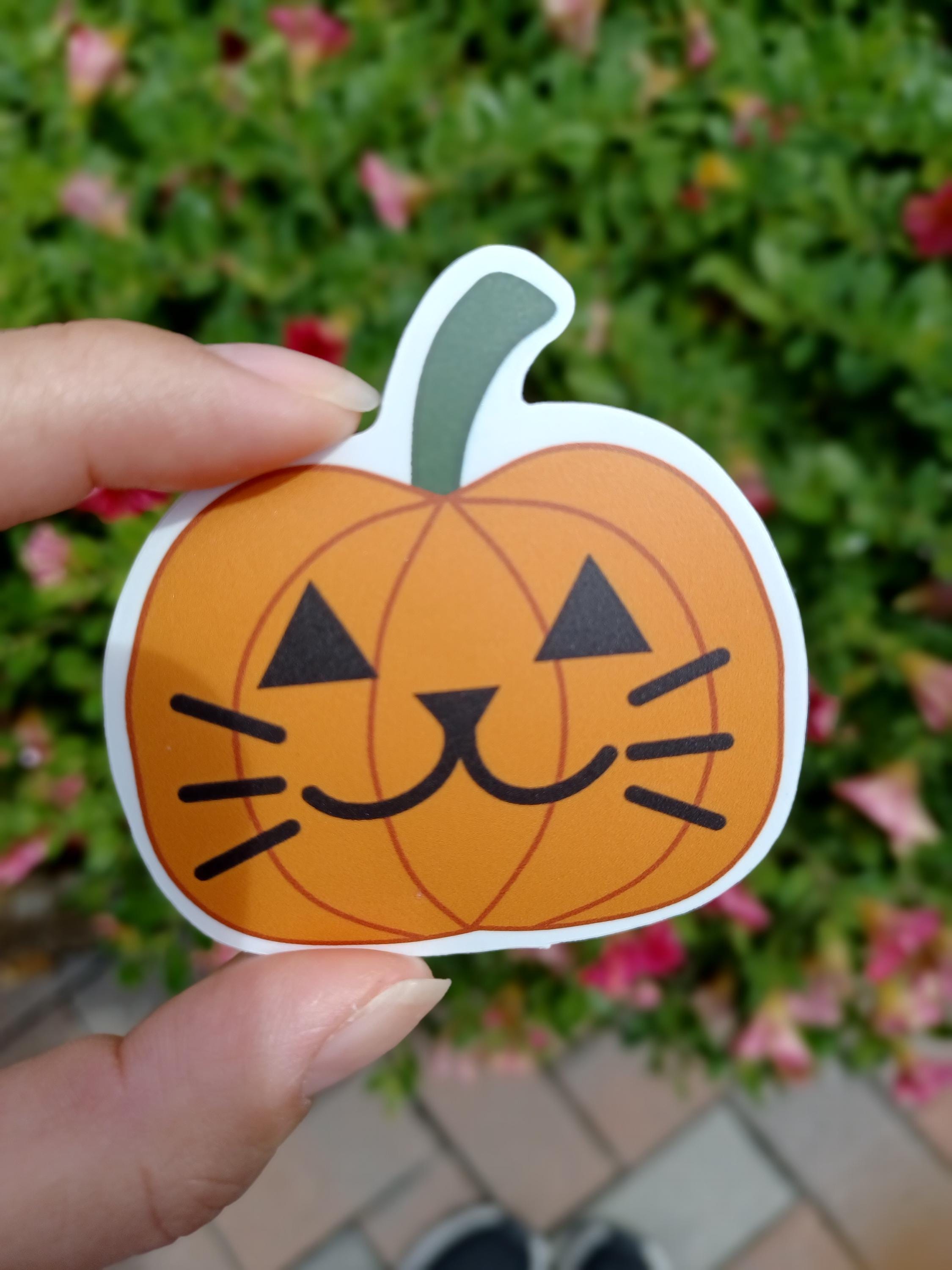 Halloween Pumpkin Cat Sticker Vinyl Halloween Decal - Etsy