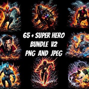 65+ Mega Bundle V2 LAYERED Files, Avangers, IronMan, Thor, Dr. Strange ,Captain America, Wolwerine Superhero PNG SVG Files Cricut Silhouette