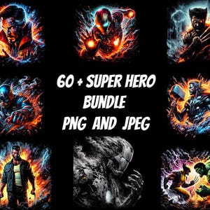 60+ Mega Bundle LAYERED Files, Avangers, IronMan, Thor, Dr. Strange ,Captain America, Wolwerine Superhero PNG SVG Files Cricut Silhouette