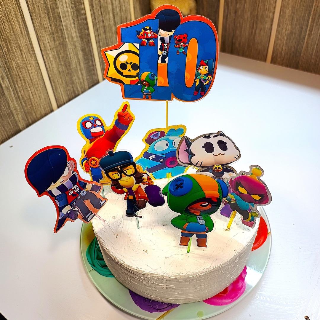 Set 25 Decorazioni Per Torte Brawl Stars, Topper Per Cupcake E Decorazione Centrale, Ideale Per Compleanni E Feste A Tema, Cartone Resistente