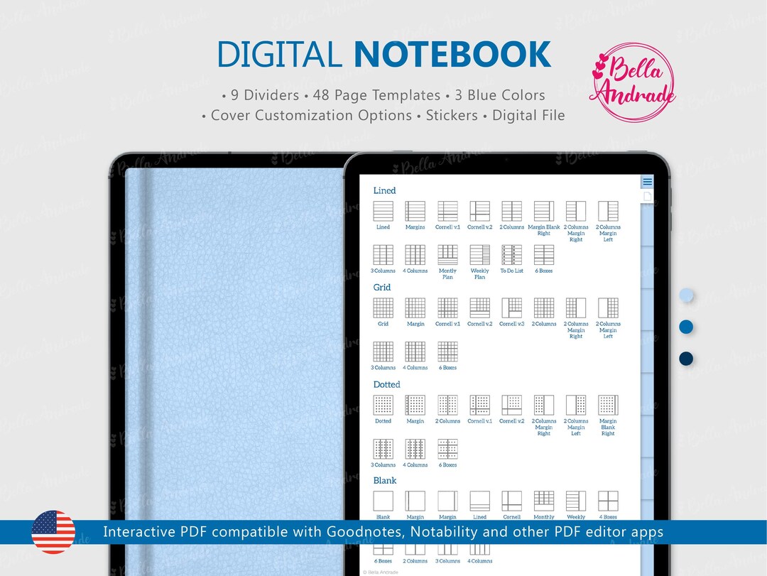 Digital Notebook With Dividers, Student Notebook, Digital Diary, Apple ...