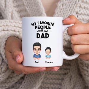 My Favorite People Call Me Daddy Mug. Personalised Cartoon Dad Mug with kids. Custom Dad Mug with kids. Cartoon Daddy Mug with kids