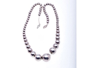 Vintage Sterling Graduated Bead Necklace - Navajo Pearls - Deco 26" 81g - Best Buy